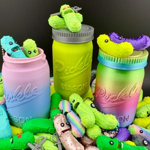 Pickle Mystery Burk 10-pack, Tickles the Pickle 3D-printad artikulerande fidget, rolig pickle burkpresent
