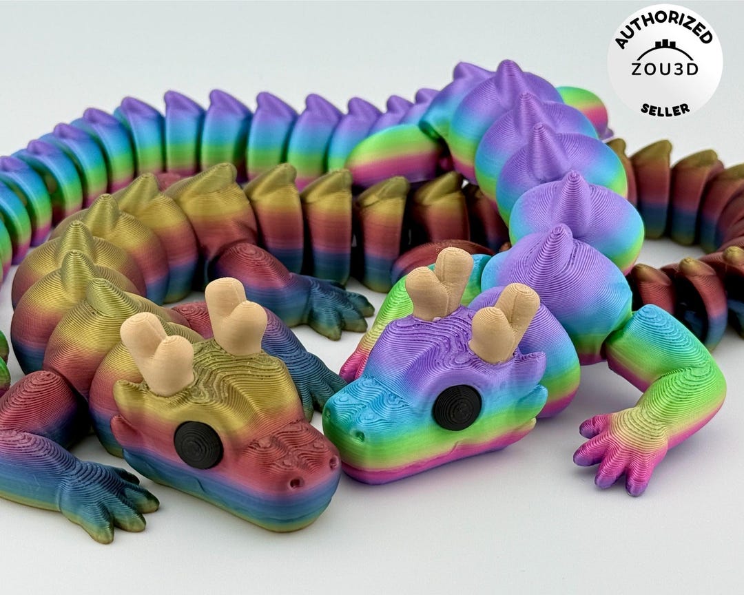 Dragón Articulado Arcoíris Con Huevo Abatible – Figura Impresa En 3D En Francia – Decoración Fantástica Y Juguete Fidget Para Niños Y Adultos