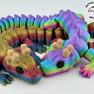 Articulated Dragon Fidget Desk Pet – 3D Printed Flexi Desk Toy for Teens & Adults | Sensory Stress Relief Gift | Rainbow Pride Options