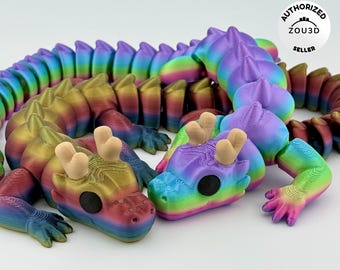 Articulated Dragon Fidget Desk Pet – 3D Printed Flexi Desk Toy for Teens & Adults | Sensory Stress Relief Gift | Rainbow Pride Options