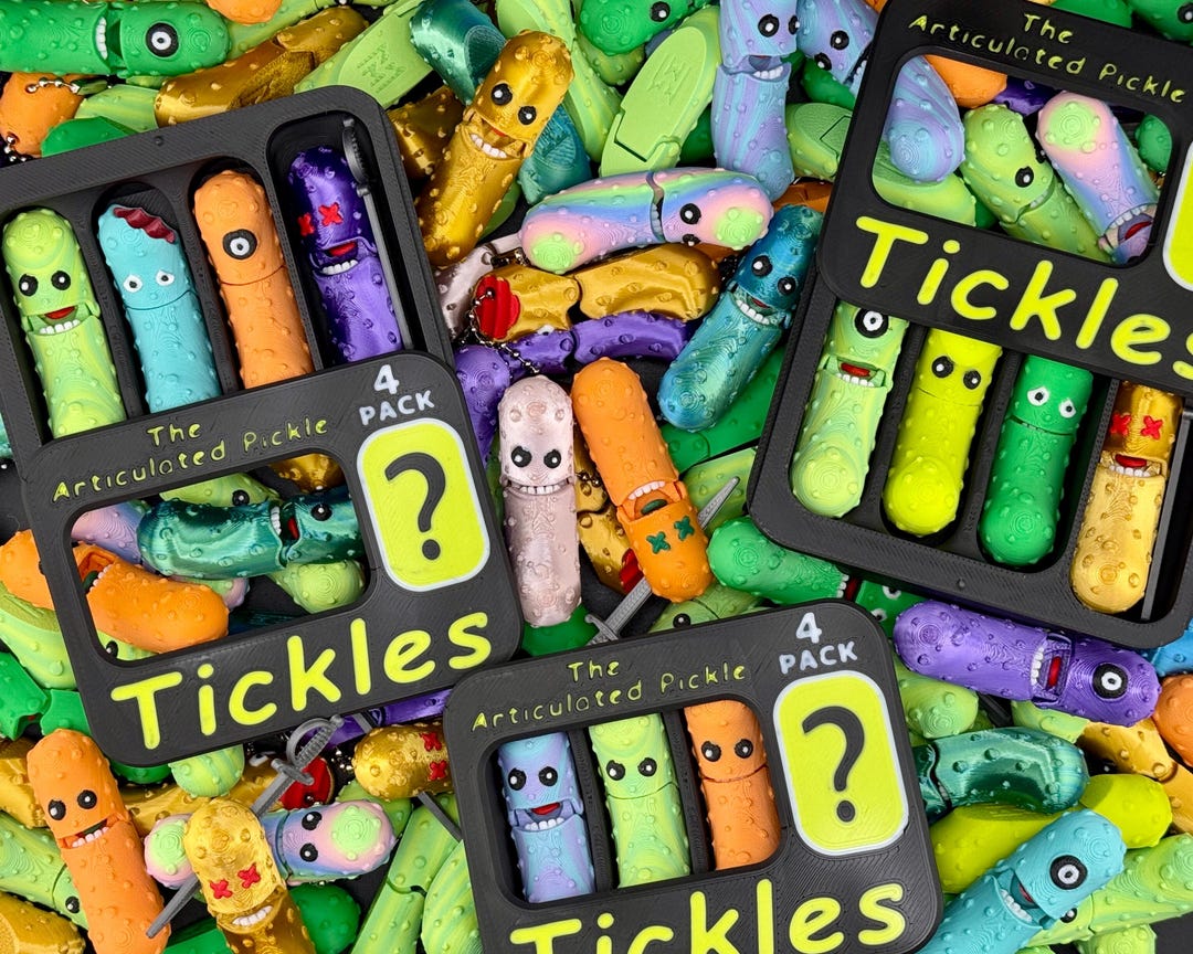 Tickles the Pickle 3D Printed Articulating Fidget Toy, Mystery Pack Etsy