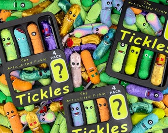 Tickles the Pickle 3D Printed Articulating Pickle Fidget Mystery Pack, Expansion Pack Options, Keychain Tag Accessory for Book Bag, Purse