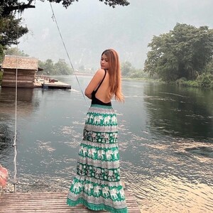 Bohemian Green Elephant Skirt from Thailand image 2