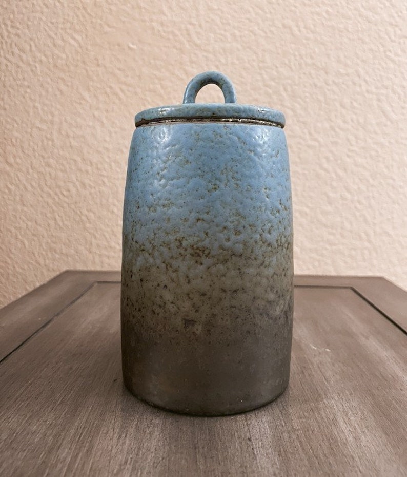 Stoneware Retro Storage Jar, Ceramic Jar With Lid, Tea Jar, Coffee Jar, Sugar Jar, Tea Canisters, Container Cobalt Blue (large)