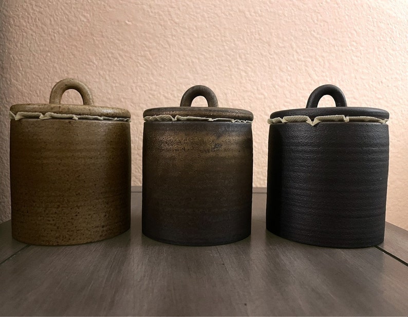 Stoneware Retro Storage Jar, Ceramic Jar With Lid, Tea Jar, Coffee Jar, Sugar Jar, Tea Canisters, Container image 1