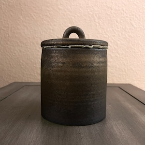 Stoneware Retro Storage Jar, Ceramic Jar With Lid, Tea Jar, Coffee Jar, Sugar Jar, Tea Canisters, Container Gilt (small)