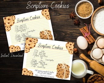 Scripture Cookies Recipe Instant Digital Download Printable. Bible verse activity. Sunday School. Youth Activity.