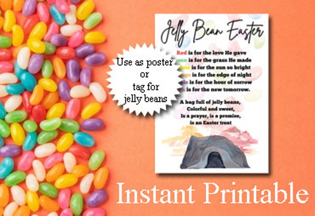 Jelly Bean Easter Poem Printable Easter Treat Topper Religious