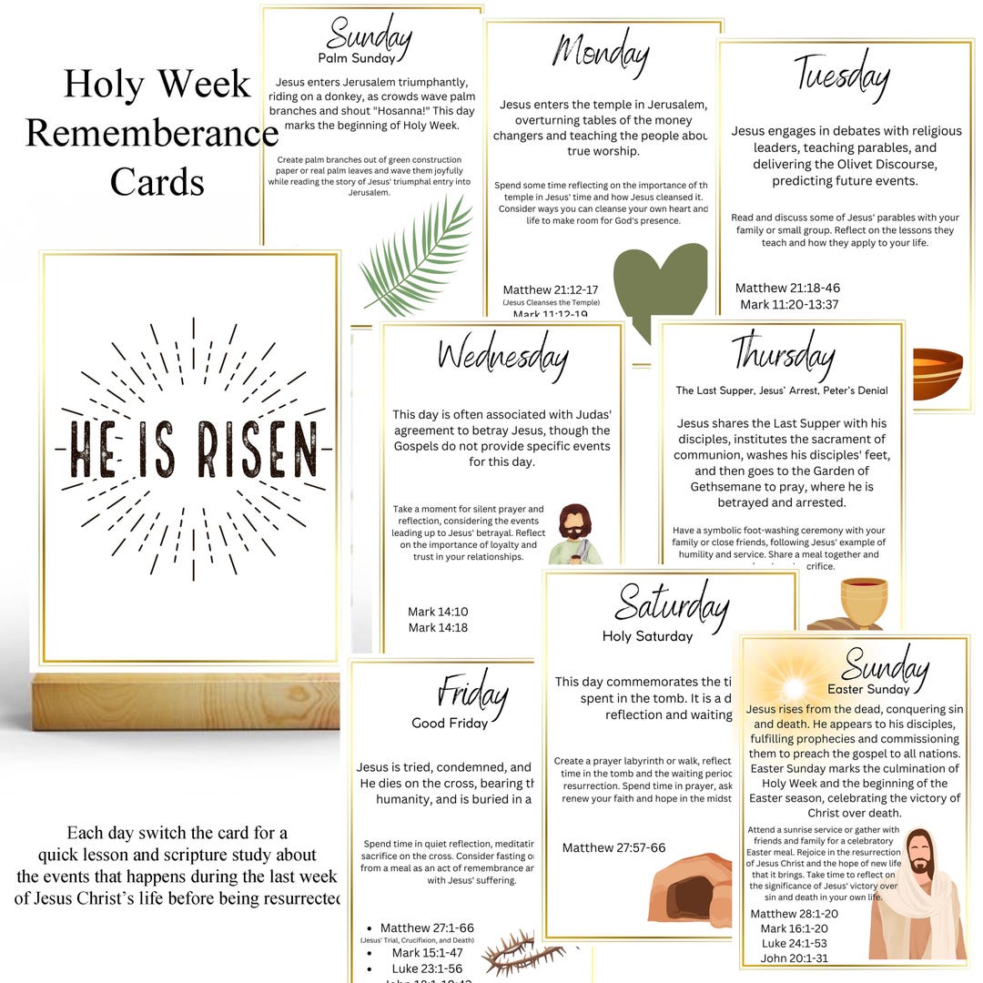 Holy Week Cards Printable, Easter Devotional for Kids Families, Palm ...