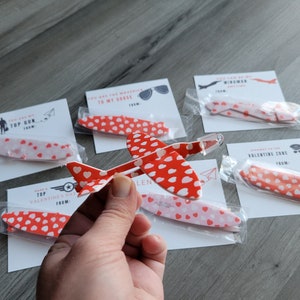 Personalized Airplane Valentines. Foam plane Class Valentines. In sets of 6.  Non-Candy, Non-food. 2 Designs.