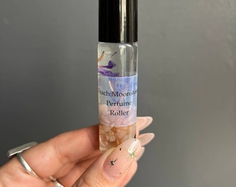 Peach Moonstone Crystal Perfume Roller