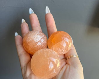 Small Peach Selenite Crystal Sphere