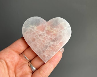 Flat Selenite Crystal Heart