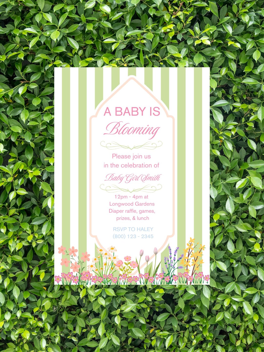 Garden/flower/floral Themed Baby Shower Invitation - Etsy