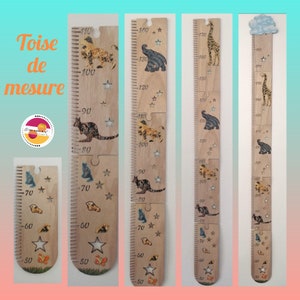 Tabela de altura ou régua de medição personalizada com o nome da criança. Presente de nascimento único! "Quebra-cabeça" em madeira e tecido, motivos de animais. Feito à mão.