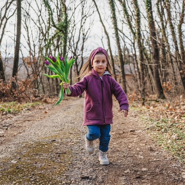 Kinder Wollwalkjacke mit Bärenohren | Walkjacke | Versandfertig