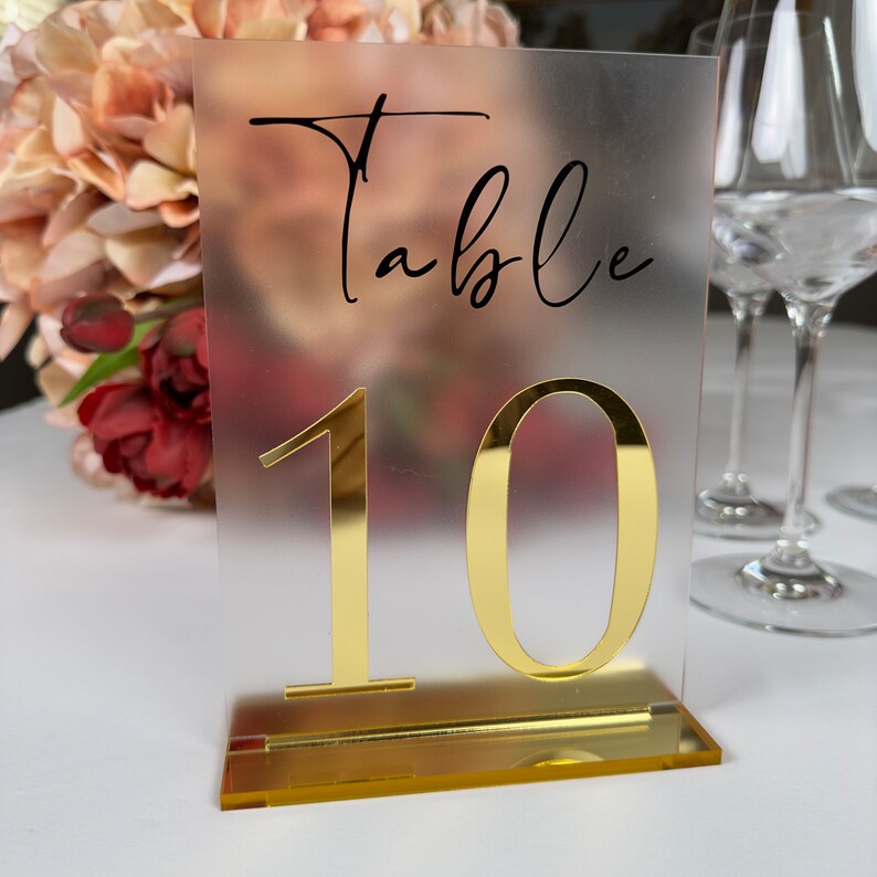 Frosted Gold Acrylic Table Numbers Table Numbers Wedding Decoration