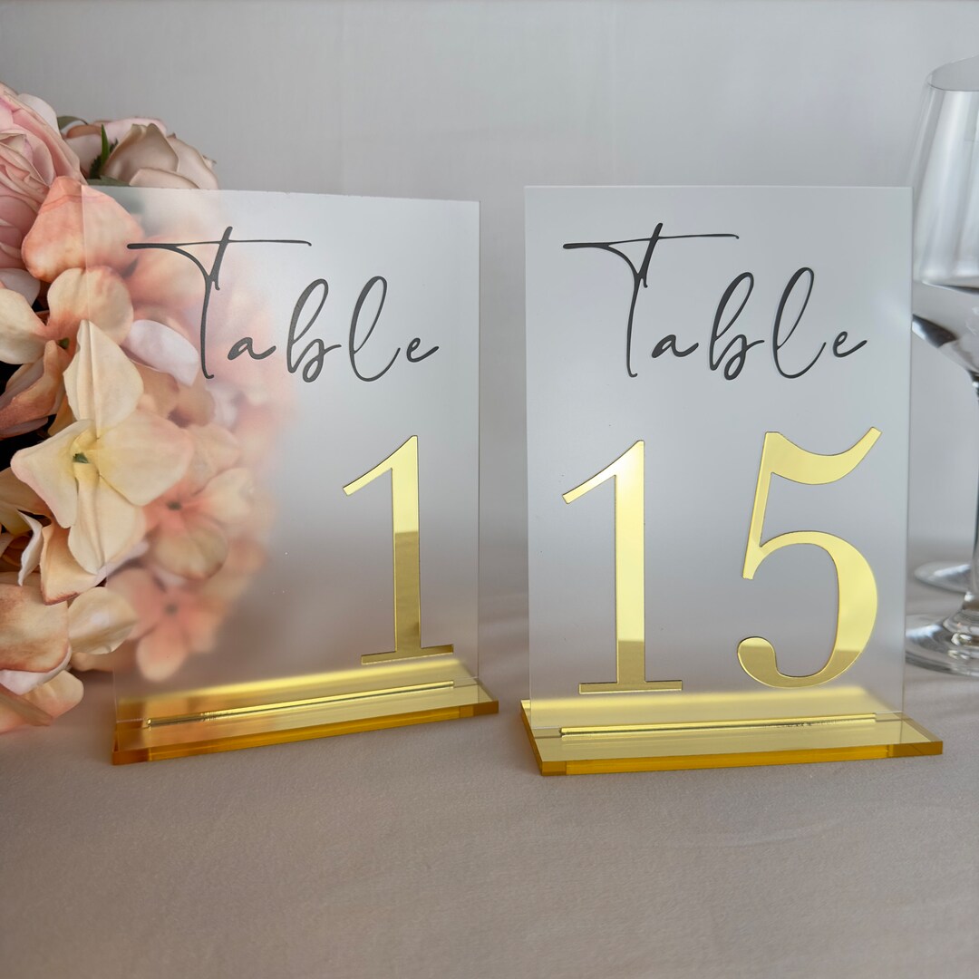 Frosted Gold Acrylic Table Numbers Table Numbers Wedding Decoration