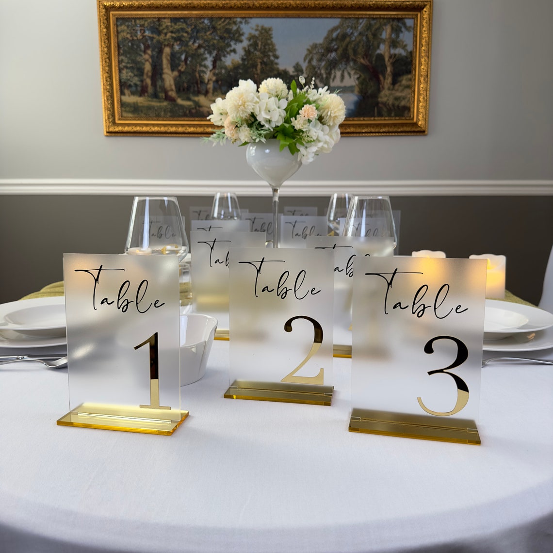 Frosted Gold Acrylic Table Numbers Table Numbers Wedding Decoration