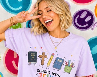 Back to school with Jesus PNG, Christian Teacher Shirt Design, Faith Teacher Sublimation, Back To School PNG, Religion Teacher PNG tshirt