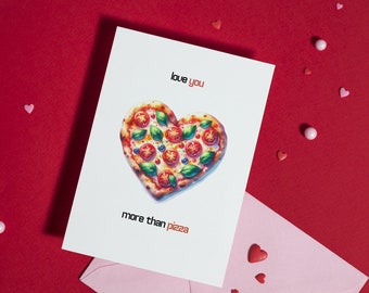 Valentine's Day Card Love You More Than Pizza | digital card for food lover, love card