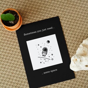 Break up card "Sometimes you just need some space" black  | cheer up card, digital card with girl, cartoon digital card