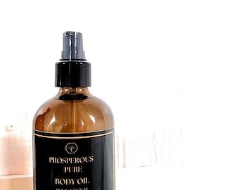 Rose Vanilla Body Oil – Natural Glow Oil | Luxurious Hydration & Soft Floral Scent | Vegan Skincare in Amber Glass