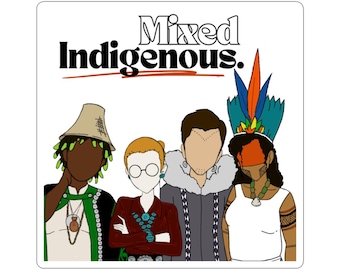 Sticker indigène mélangé coupé | Illustration de la diversité de la culture autochtone