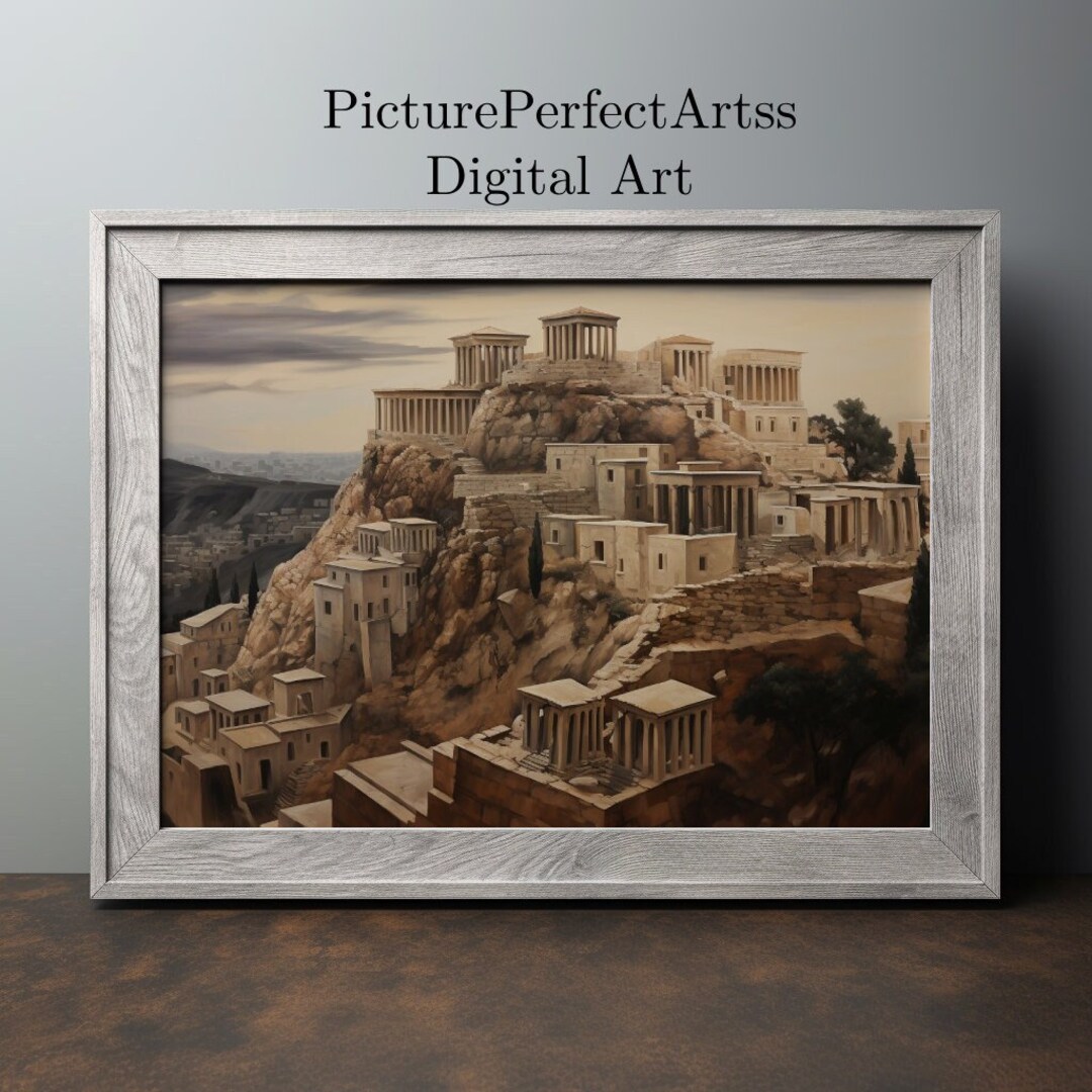 Digital Download Printable Ancient Greek Rustic Oil Painting, Monotone ...