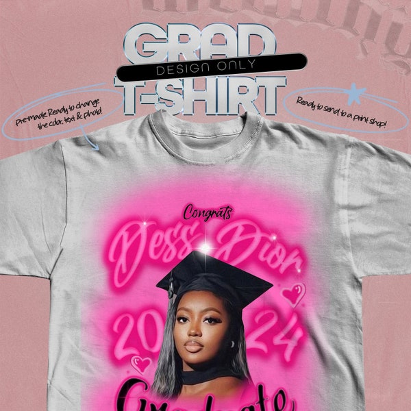 Airbrush Graduation T-Shirt Design, 2024 Graduation T-Shirt Design, Airbrush Apparel, Airbrush Shirt, Airbrush Tshirt design, DTG DTF Ready