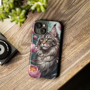 Mainecoon Cat Phone Case - Painting Art fit for iPhone 15 Pro Max, 14, 13, 12, 11 Plus, Samsung S23 Ultra, S22, S21 S20