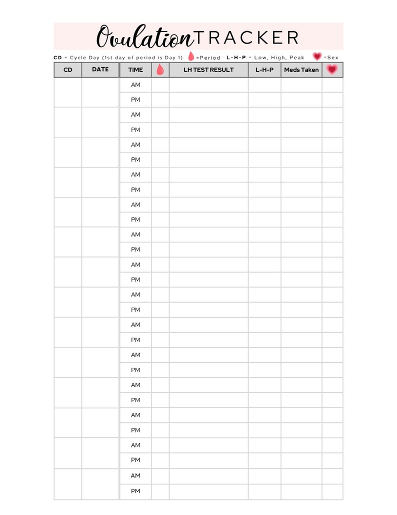 Ovulation Tracker Fertility Planner IVF Organizer Fertile Window Chart ...