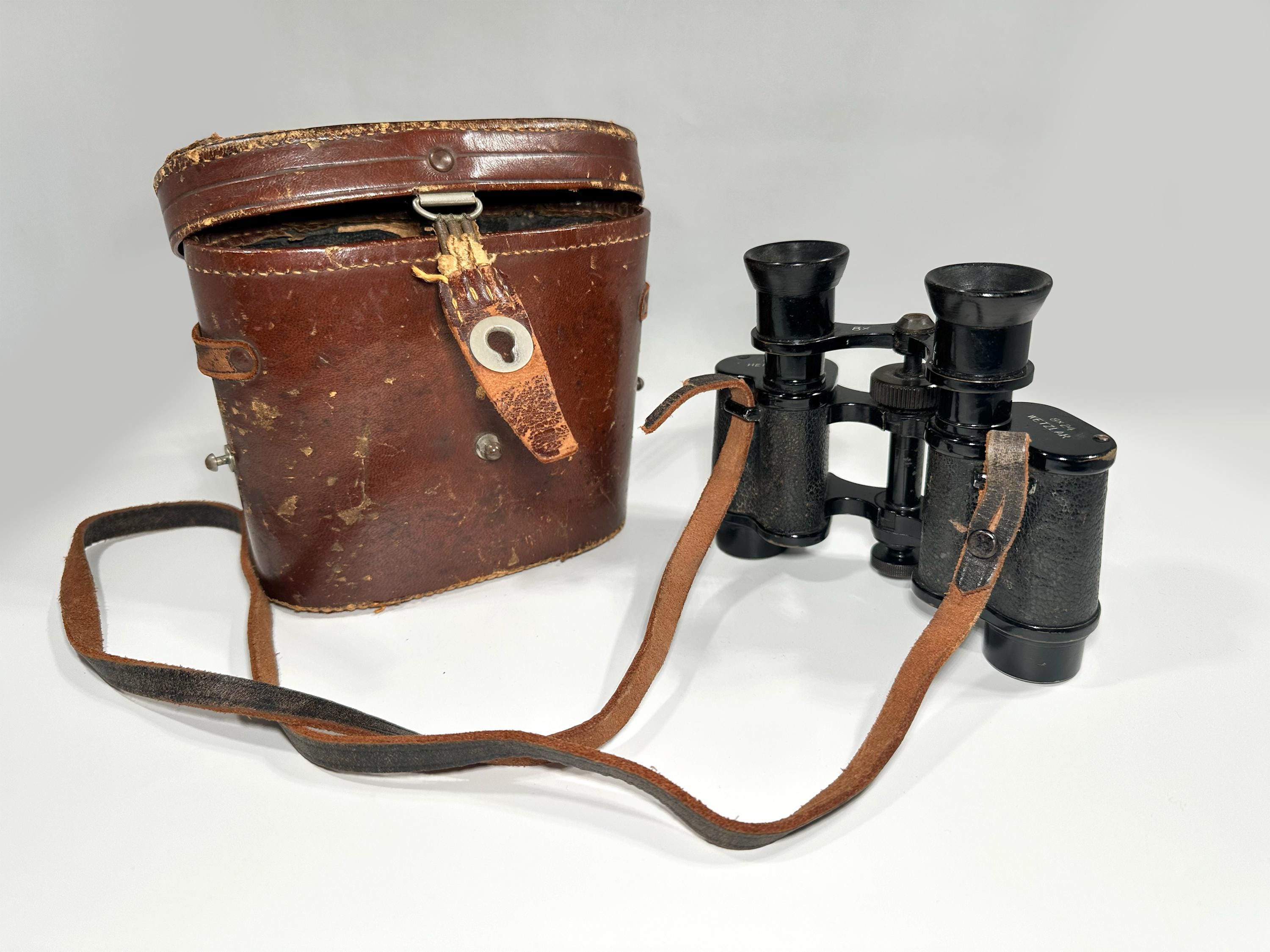 Mid-century Hensoldt Wetzlar 8x24 Binoculars With Original Leather