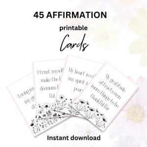 45 Tarjetas de Afirmaciones Imprimibles en PDF: Amor Propio, Éxito, Bienestar, Gratitud y Alivio del Estrés – Frases de Salud Mental – Descarga Instantánea