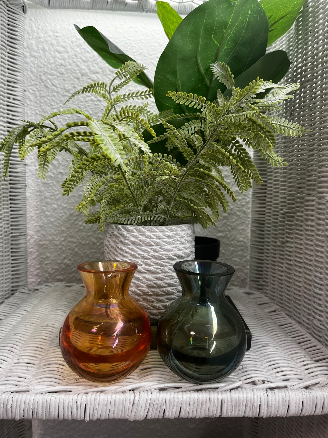 Mid-century Modern Vases Set of Two Mommy Pots Unique Iridescent Vases ...