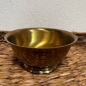 Vintage Brass Fruit Bowl | Pedestal Brass Planter | Brass Trinket Bowl