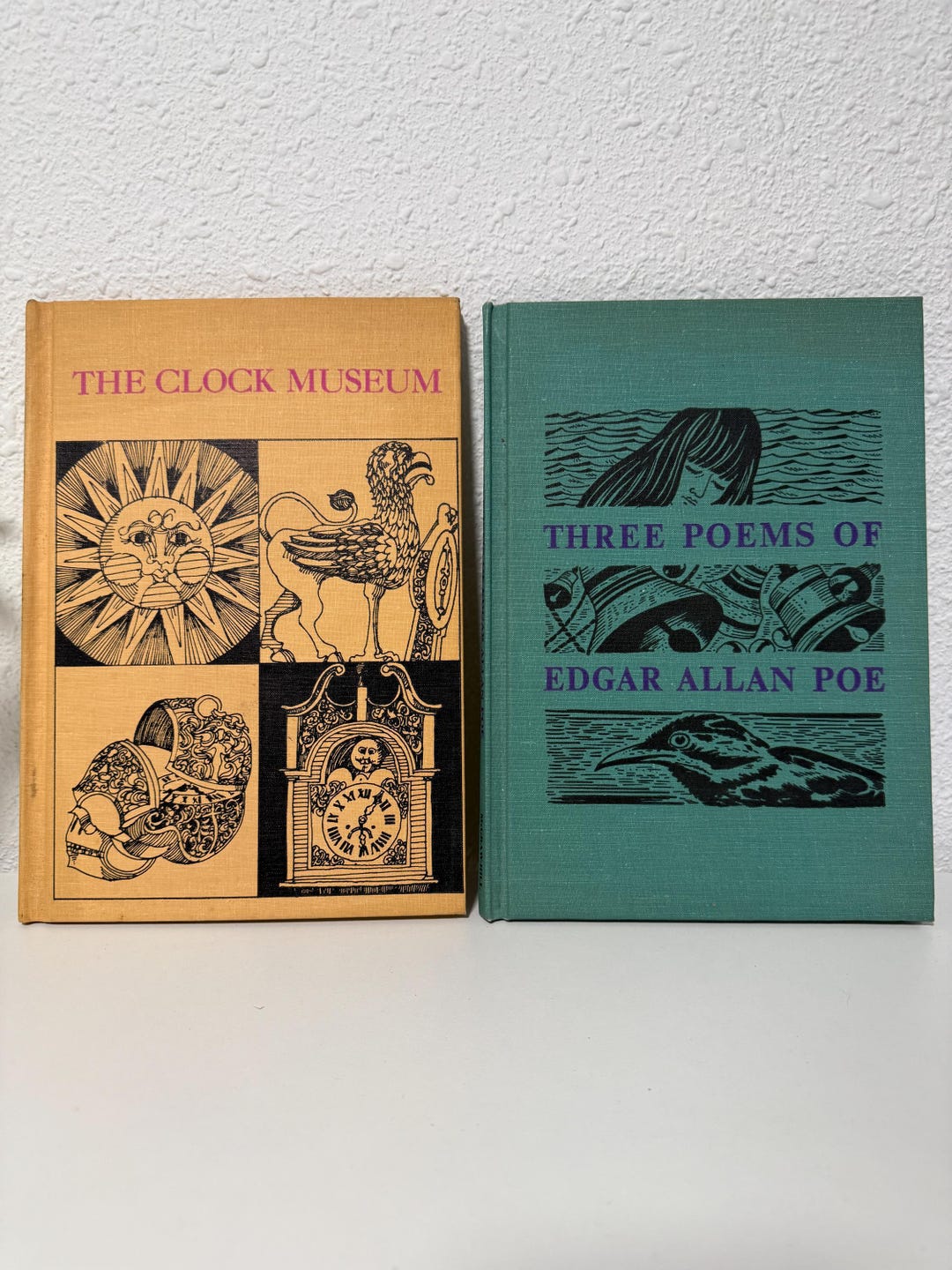 Vintage Illustrated Book Set | Clock Museum, Edgar Allan Poe Poems - Etsy