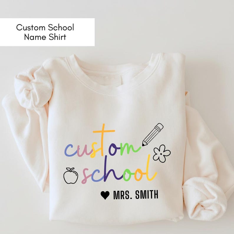 Personalized Teacher Shirt Custom School Name Spirit Tee Elementary Tee image 1