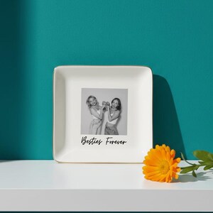 Custom Photo Bestie Jewelry Dish, Personalized Friendship Picture Ring Tray image 8