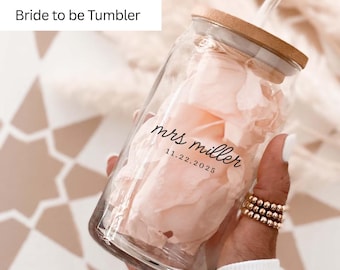 Mrs. Personalized Wedding Glass Tumbler Bride to Be Gift Bridal Shower Custom Gifts Newly