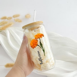 Personalized Birth Flower Tumbler Gifts for Her Bridesmaid Proposal Gift Mother&#39;s Day Gift Birthday Present Custom Glass Coffee Cup