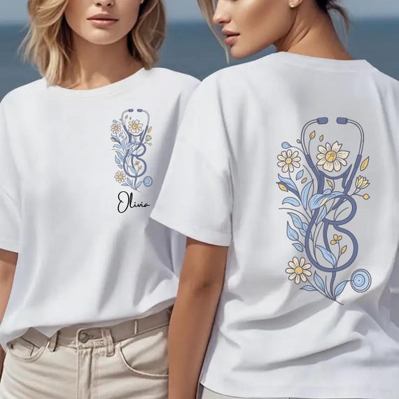 Personalized Nurse Shirt: Custom Stethoscope Design, Medical Apparel