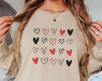 Hearts Sweatshirt: Valentine's Day Minimalist Neutral Heart Sweater
