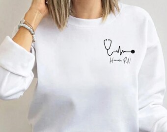 Custom Nurse Sweatshirt Personalized RN LPN Crewneck Nursing Sweater Registered Nurse Shirt