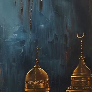 Ramadan Wall Decor | Ramadan Wall Art | Ramadan Crescent | Ramadan Lanterns | OilPainting | Islamic Art | Digital Print image 6