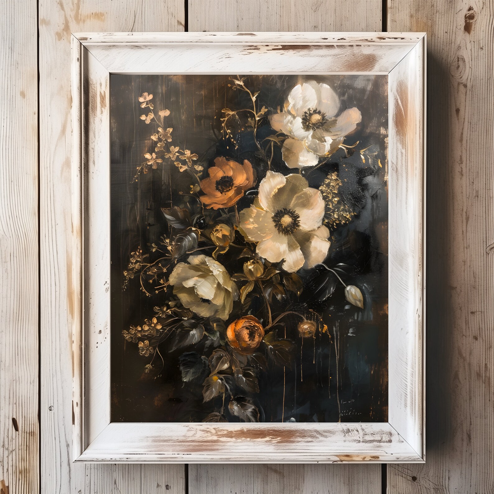 Moody Flower Painting | Vintage Floral Art | Dark Academia | Rustic ...