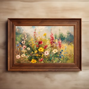 Wildflower Field | Vintage Cottagecore Prints| Botanical Printable Wall Art| Rustic Wall Art | Spring Oil Painting | Digital Download