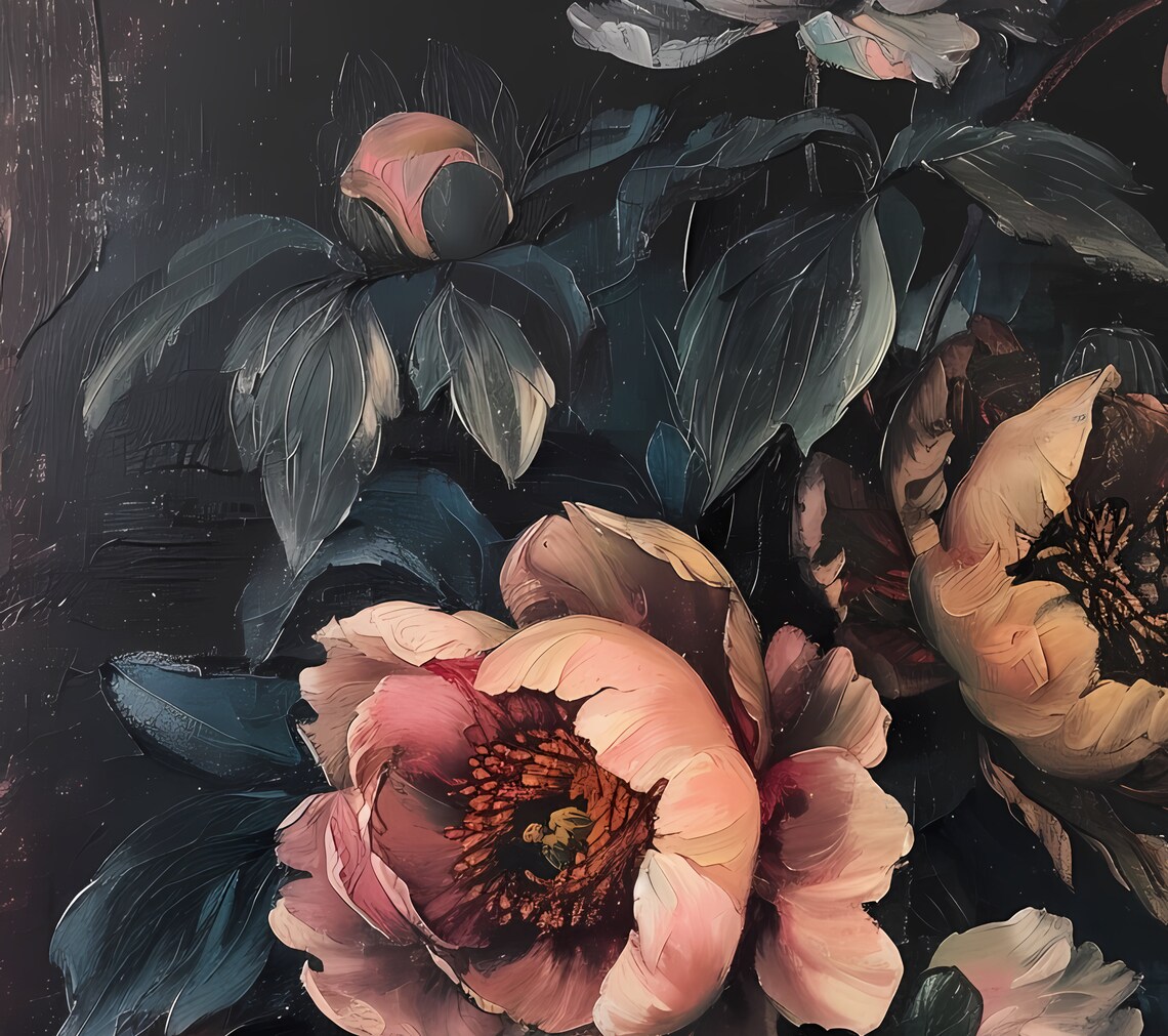 Moody Flower Painting | Vintage Floral Art | Dark Academia | Rustic Art ...