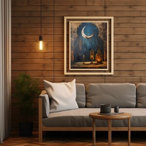 Ramadan Wall Decor | Ramadan Wall Art | Ramadan Crescent | Ramadan Lanterns | OilPainting | Islamic Art | Digital Print image 5