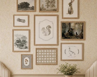 Woodland Nursery Print Set 30 Vintage Watercolor Bunny Squirrel Forest Gender Neutral Gallery Wall Digital Download
